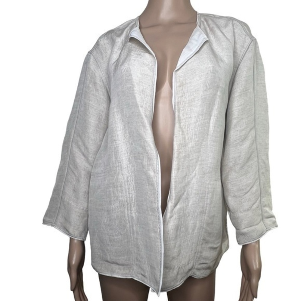 Lafayette 148 New York Women’s Jacket/Cardigan Silver Size M 3/4 Sleeve